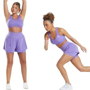 GYMSHARK Vital Seamless 2.0 Purple 2-in-1 Bike Athletic Shorts Size Medium